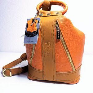 Valentina Leather Convertible Sling Bag NWT Orange